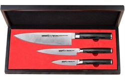 Набор из 3 кухонных стальных ножей "Поварская тройка" Samura Mo-V SM-0220/G-10